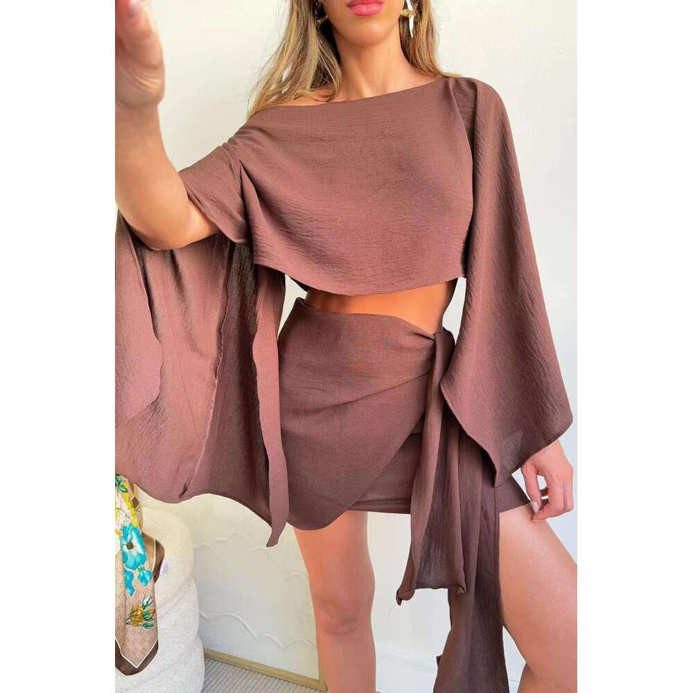 SS6041 European and American Summer Seaside Vacation Sunscreen Breathable Set 2025 New Casual Fashion Trendy Clothing