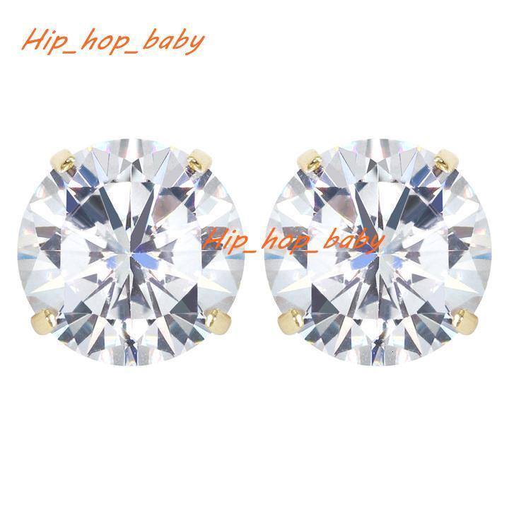 Iced Out Solid 925 Sterling Round Stud Earrings Hiphop Bling 4 Prong Round Brilliant Moissanite Earrings