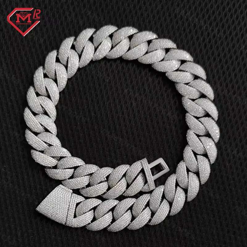 Heavy 20mm Big Size Moissanite Cuban Chain Silver Gold Plated Hiphop Vvs Moissanite Miami Cuban Link Chain Iced Out Cuban Chain