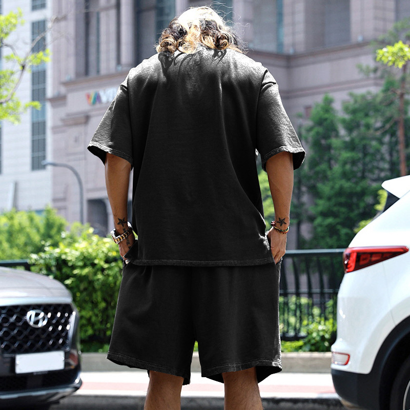 solid color man Tracksuits Tops Polos Set Casual Tshirt Designer Mens tee tops 2 pieces sets Business Jogger tracksuit