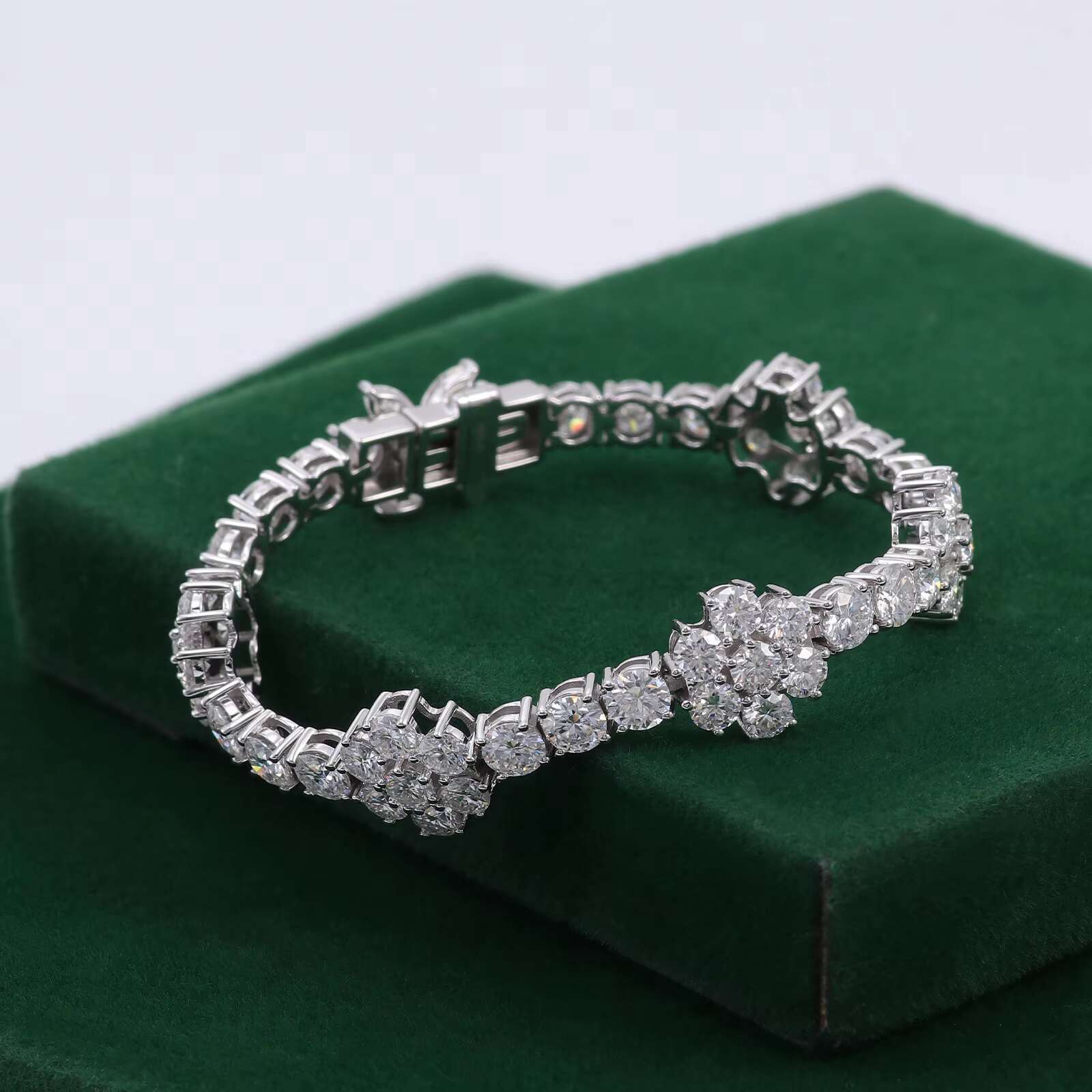 Fine Jewelry 10K Solid Gold VVS Diamond Tennis Chain High End GRA Certified Iced Out Moissanite Flower Tennis Bracelet
