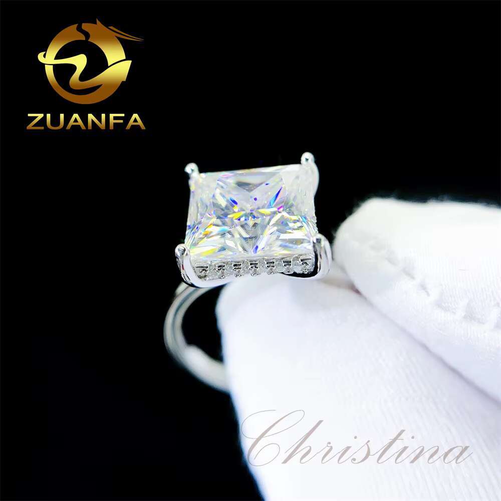 Fine Jewelry Princess Solitaire Engagement Ring 10K 18K Solid Gold 6ct Moissanite Diamond Engagement Rings