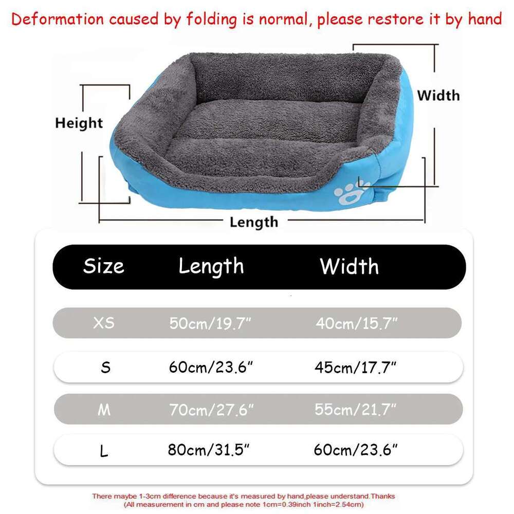 Color Square Winter Soft Warm Mat Waterproof Cat Pet Bed for Large Medium Small Dog House