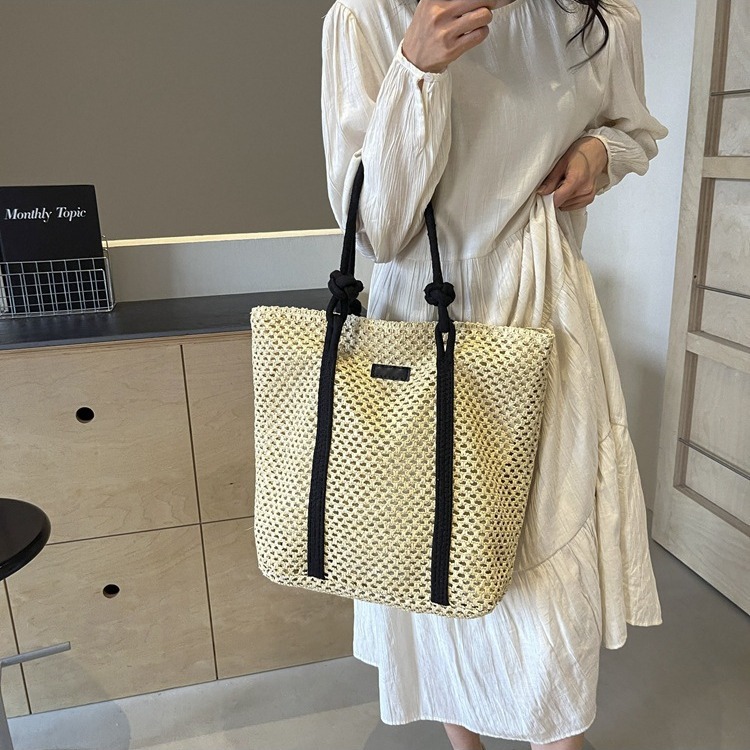 Free Shipping! 2025 Bestseller Straw Woven Tote Bag for Women - Oversized Openwork Shoulder Purse Spring Summer Luxury Beach Bag w/Subtle Elegance