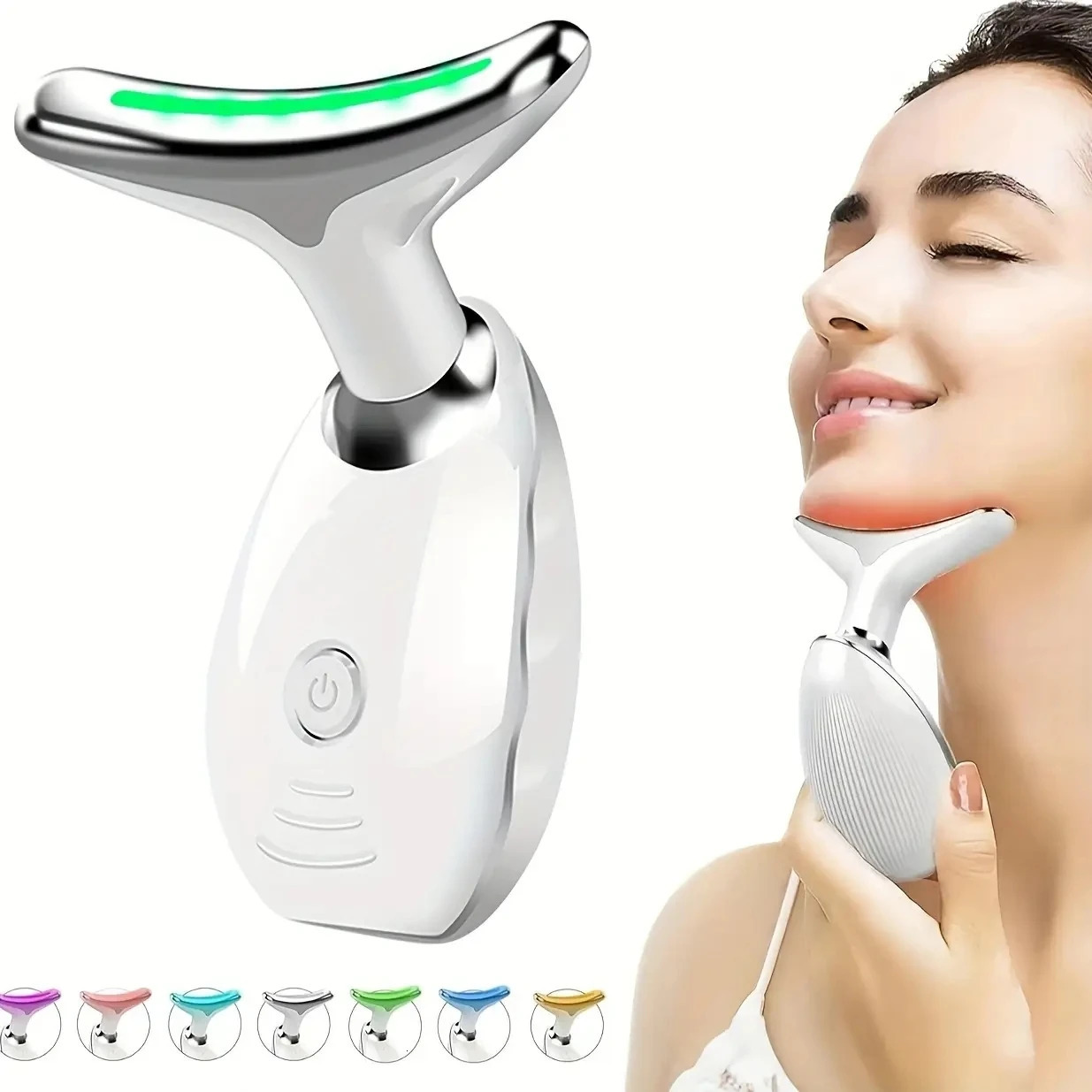 7LED Color Vibrating Neck Device Beauty Gift neck and face skin massager 1 piece set portable usb charging electric ma 250422