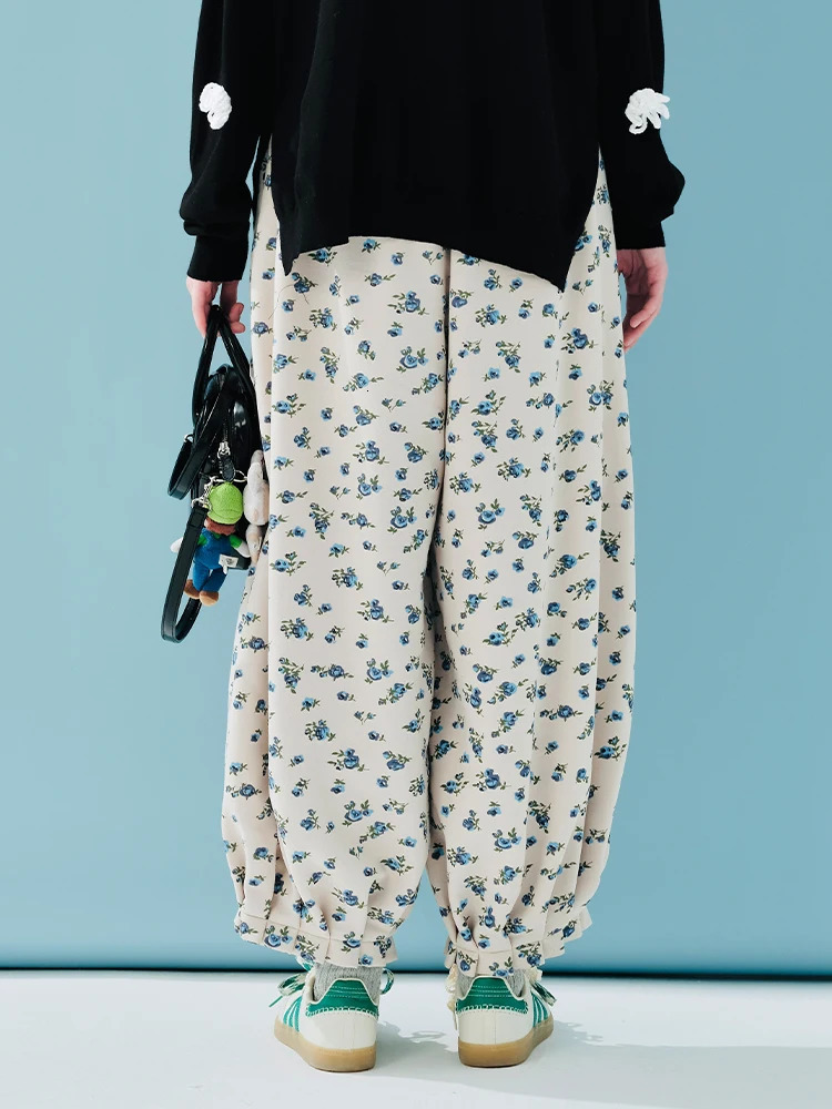 Imakokoni gentleman blue floor casual pants autumn and winter small fresh artistic communication nice 244886 250428