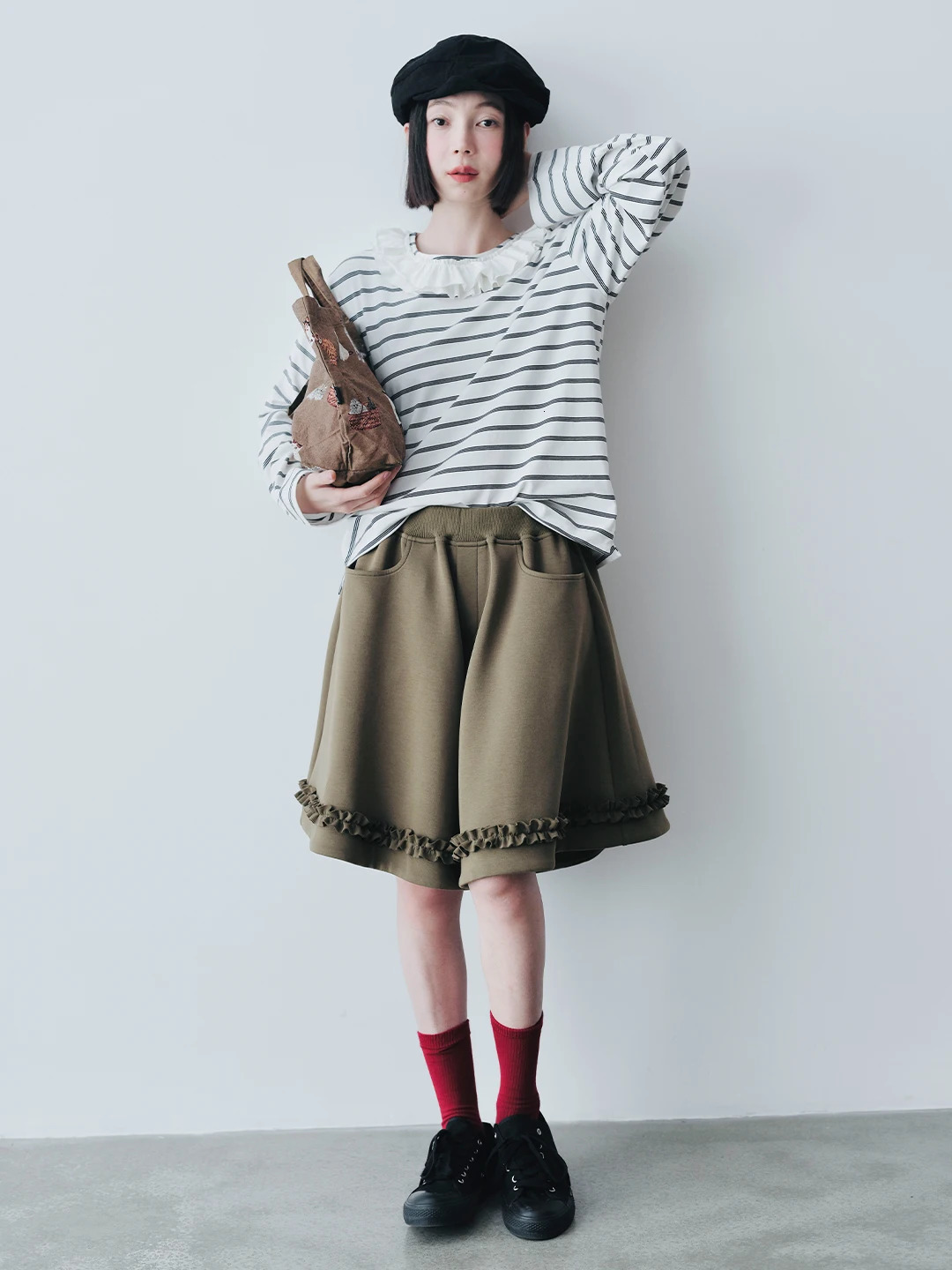 Womens black air layer shorts imakokoni autumnwinter versatile n sense lace sanitary pants for women 244807 250428