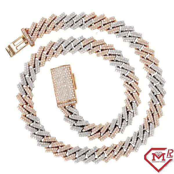 Bling Hiphop 12mm Vvs Moissanite Cuban Chain Men 925 Silver Passed Diamond Tester Moissanite Cuban Link Chain