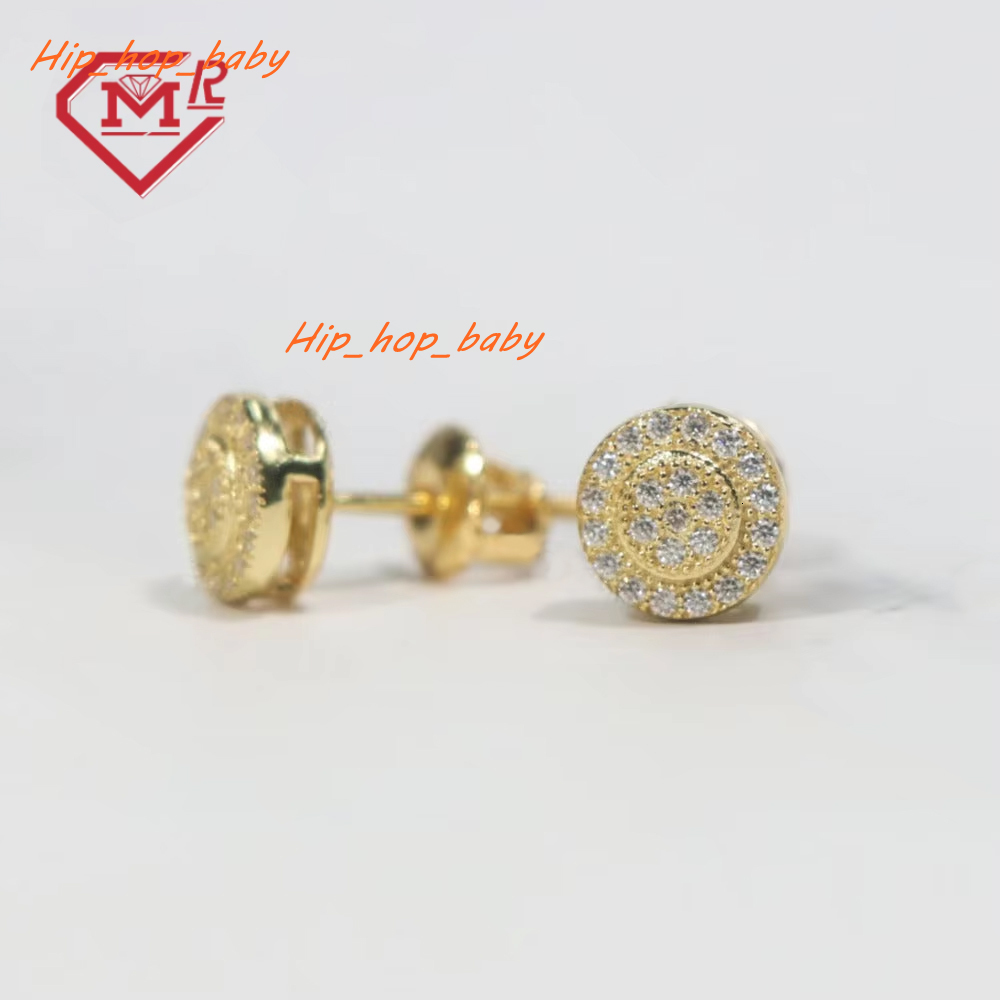 Hip Hop Moissanite Earrings Men 925 Silver Screw Back Cluster Vvs Iced Out Moissanite Earrings