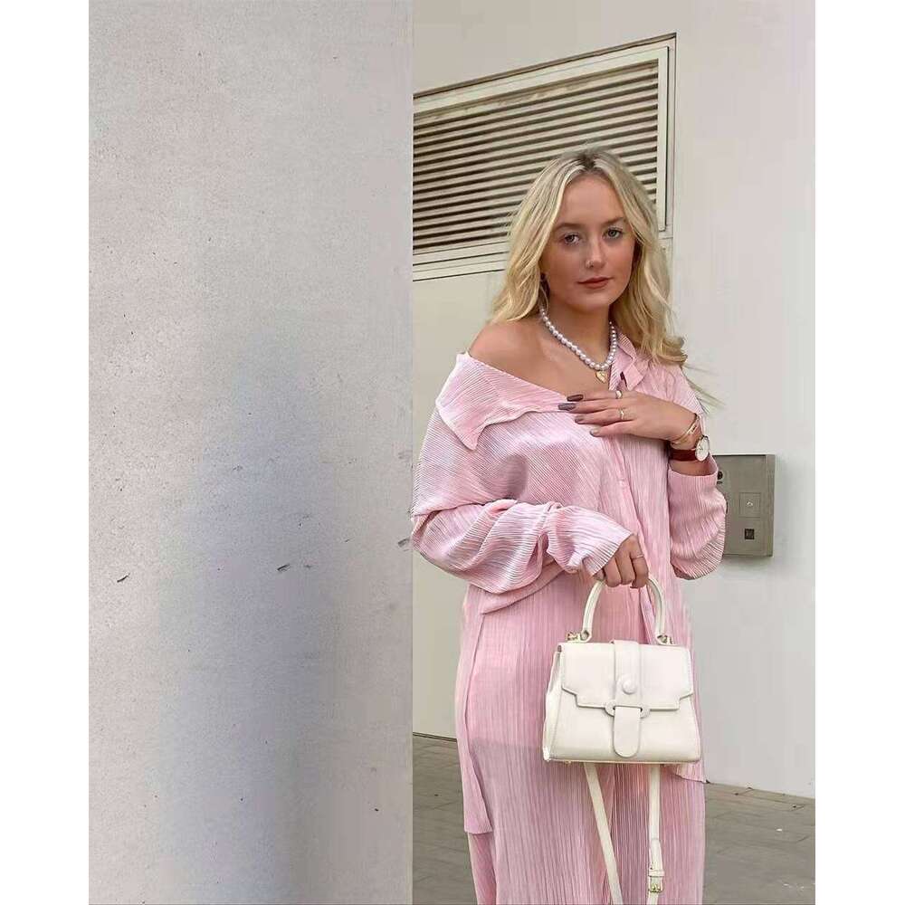 Hot selling items in spring summer of 2022, European American solid color texture loose and slimming pleated suit 20250083, 2025 new casual versatile 
