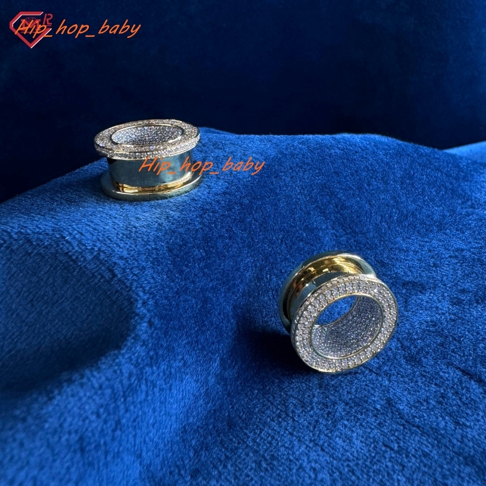 High Quality Hollow Round Earrings S925 Silver Gold Plated Earrings Moissanite