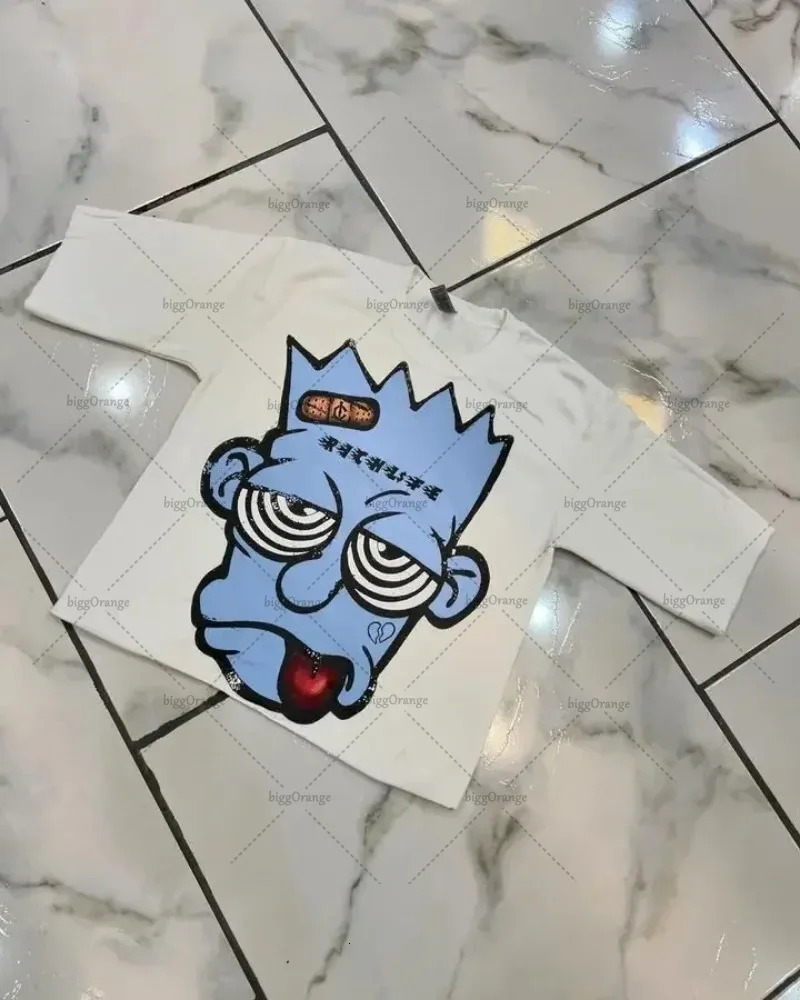 High Street Trendy Y2K Clothing Top Gothic Punk Harajuku Anime Printed Oversized Tshirt Mens Retro Loose Casual Short Sleeve 250430Z