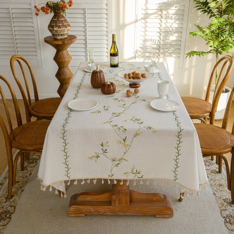 W27 Imitation cotton and linen tablecloth jacquard fabric table cloth waterproof and oil-proof tea table cloth rectangular tablecloth wholesale