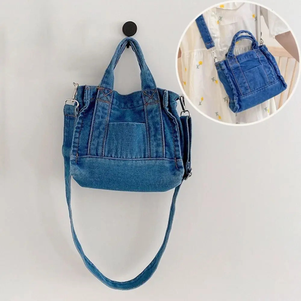 Cute one shoulder denim cross body casual Korean summer canvas handbag womens messenger bag