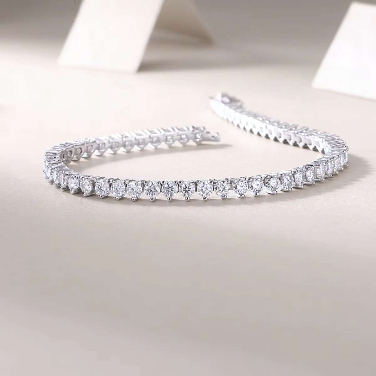 De VVS Moissanite Tennis Women Bracelets Marks Moissanite Link Bracelets 3mm Tennis Chian 925 Sterling Silver 18k Gold Plated