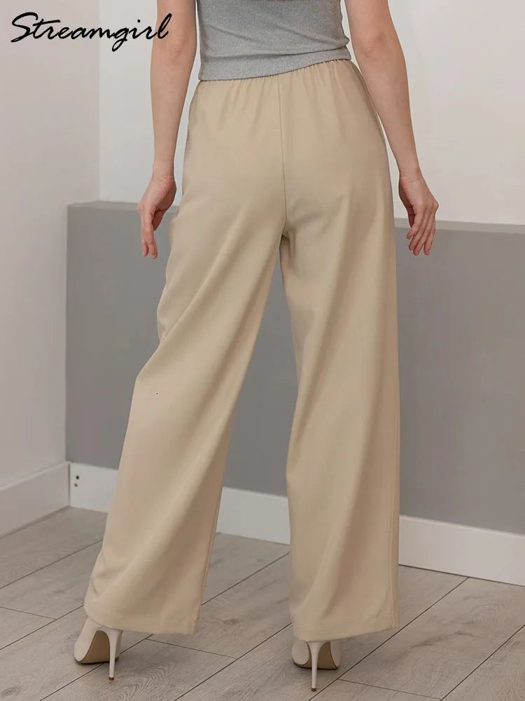 Womens wide leg pants grey formal office womens spring straight black work clothes 250428