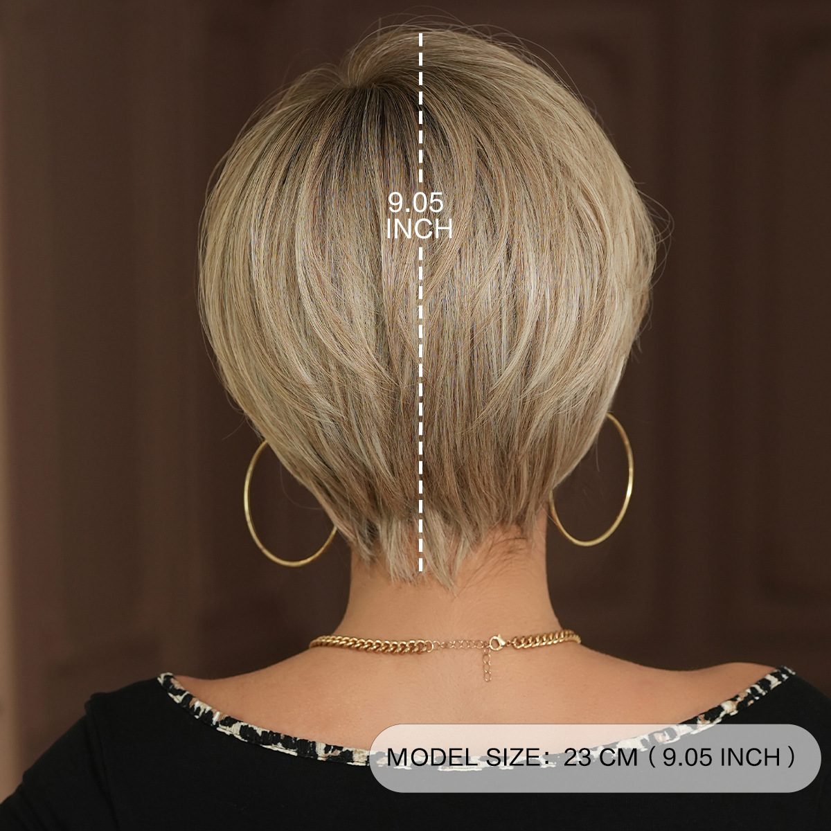 for Wig middle-aged and elderly women with short hair mothers wig full head cover beige diagonal bangs synthetic American frosted hair