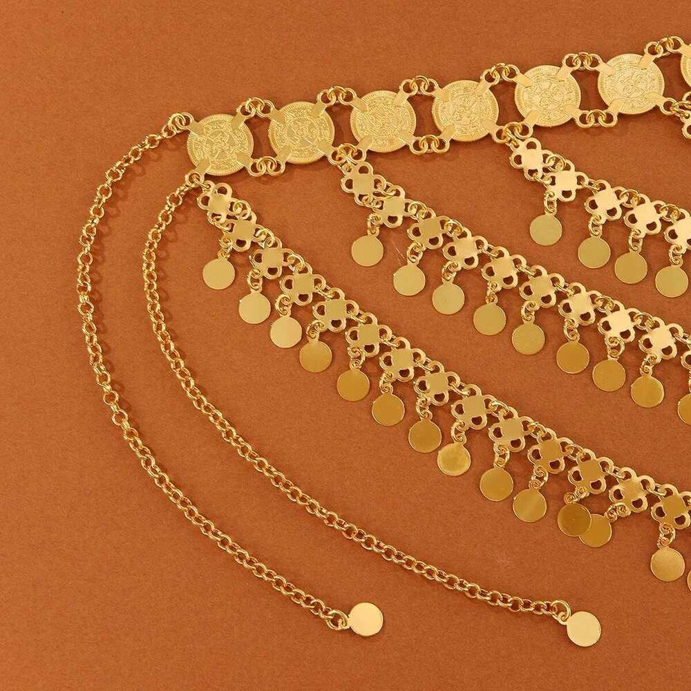 Arab Jewelry Golded Alloy Coin Tassel Head Chain Headband For Women Bridal Headdress Wedding Accessories