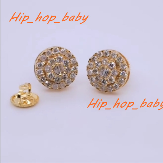 Hip Hop Earrings Iced Out Men 925 Sterling Silver 14K Gold Plated Cluster Flower Studs Moissanite Earrings
