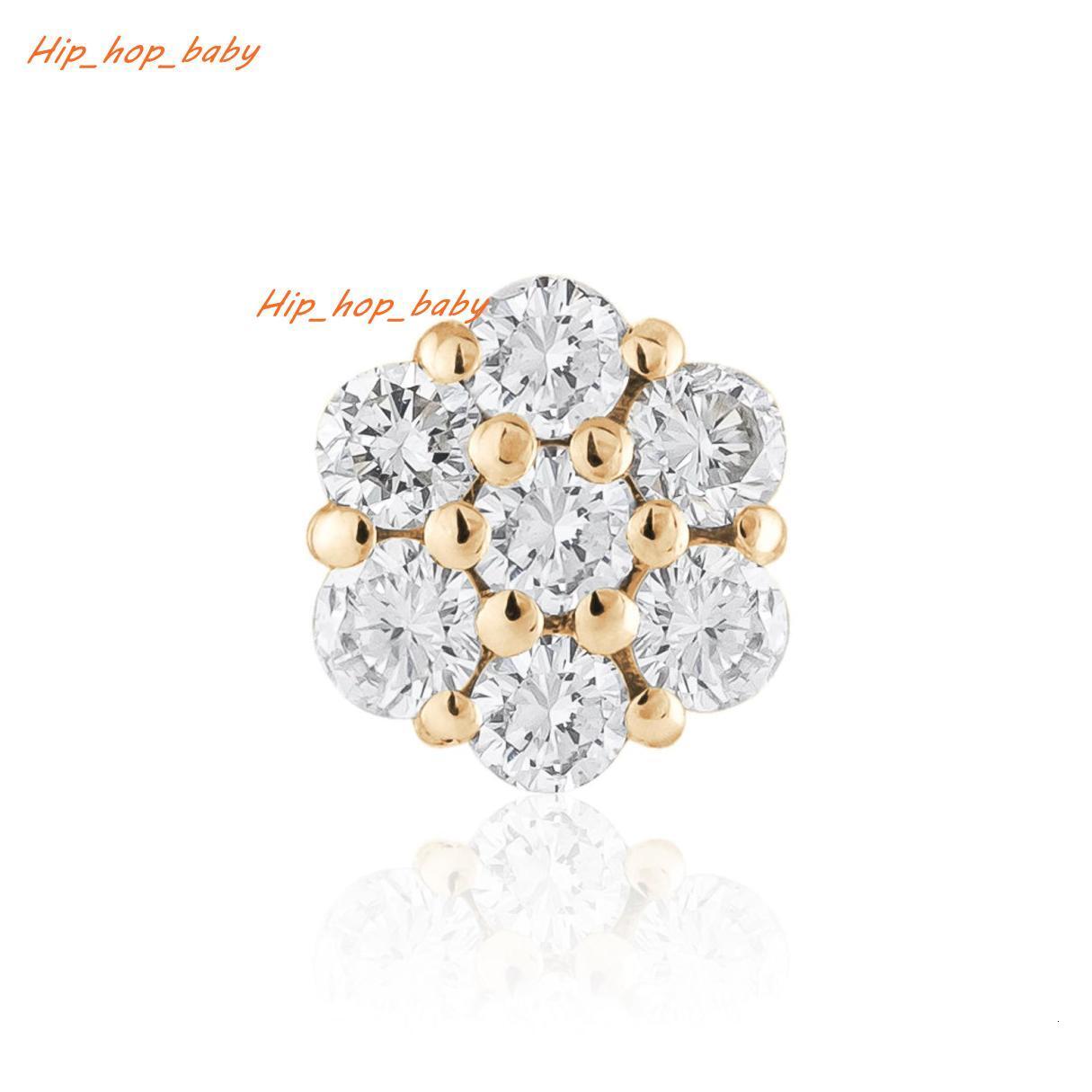 Fine Jewelry Moissanite Stud Earrings 14K Gold Cluster Flower Shape VVS Iced Out Moissanite Earrings