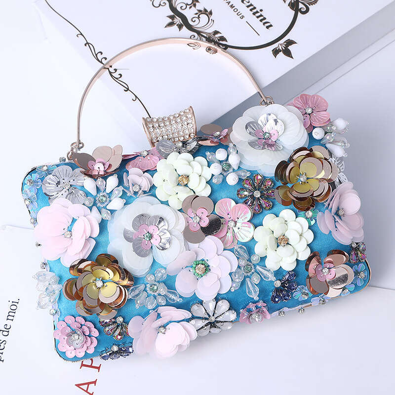 Dinner Bag New Handmade Flower Banquet Handheld By Hands Ladies Bride Evening Dress Bag Beaded Embroidered Women S Bag KQ