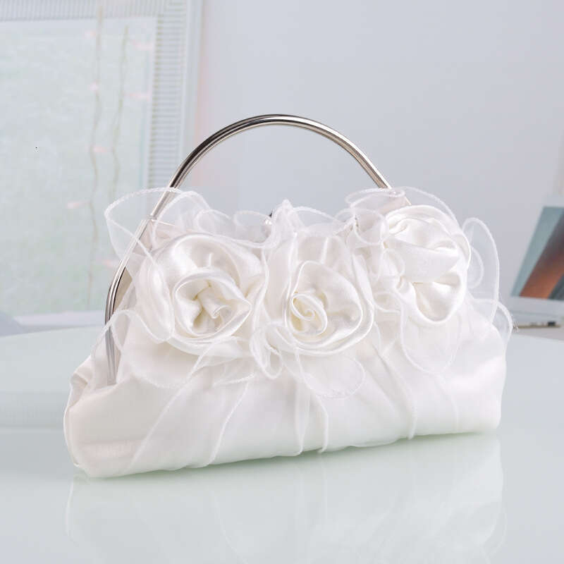 Dinner Bag New Women S Mesh Flower Handbag Exquisite Satin Evening Bag Bride Fairy Bag KQ
