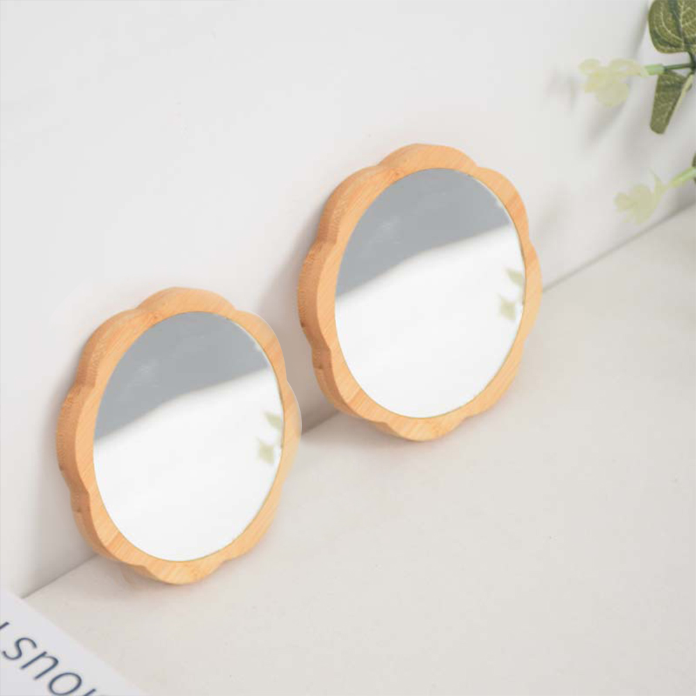 DIY unique text customized wooden sunflower hand mirror, cute flower hand held mirror can be placed in a bag to carry a makeup mirror - personalized b