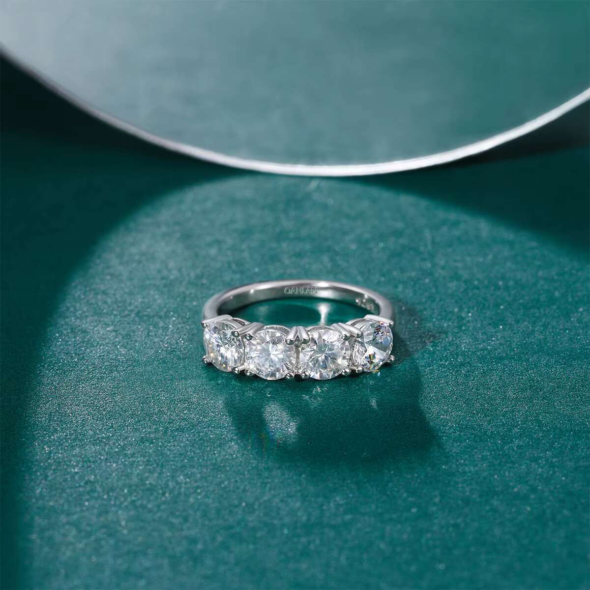 Wholesale Fine Jewelry 2ct Round Cut 925 Sterling Silver Eternity Moissanite Ring Promise Wedding Band for Women Girls