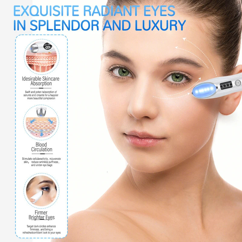 Eye massage introducer lightens dark circles eye bags eye pencil vibration heats IPL eye beauty device 250422