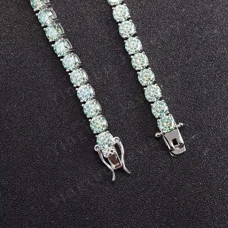 L-Blue Moissanite Diamond VVS 5mm Round S925 18K Gold Moissanite Tennis Bracelet for Gift Party
