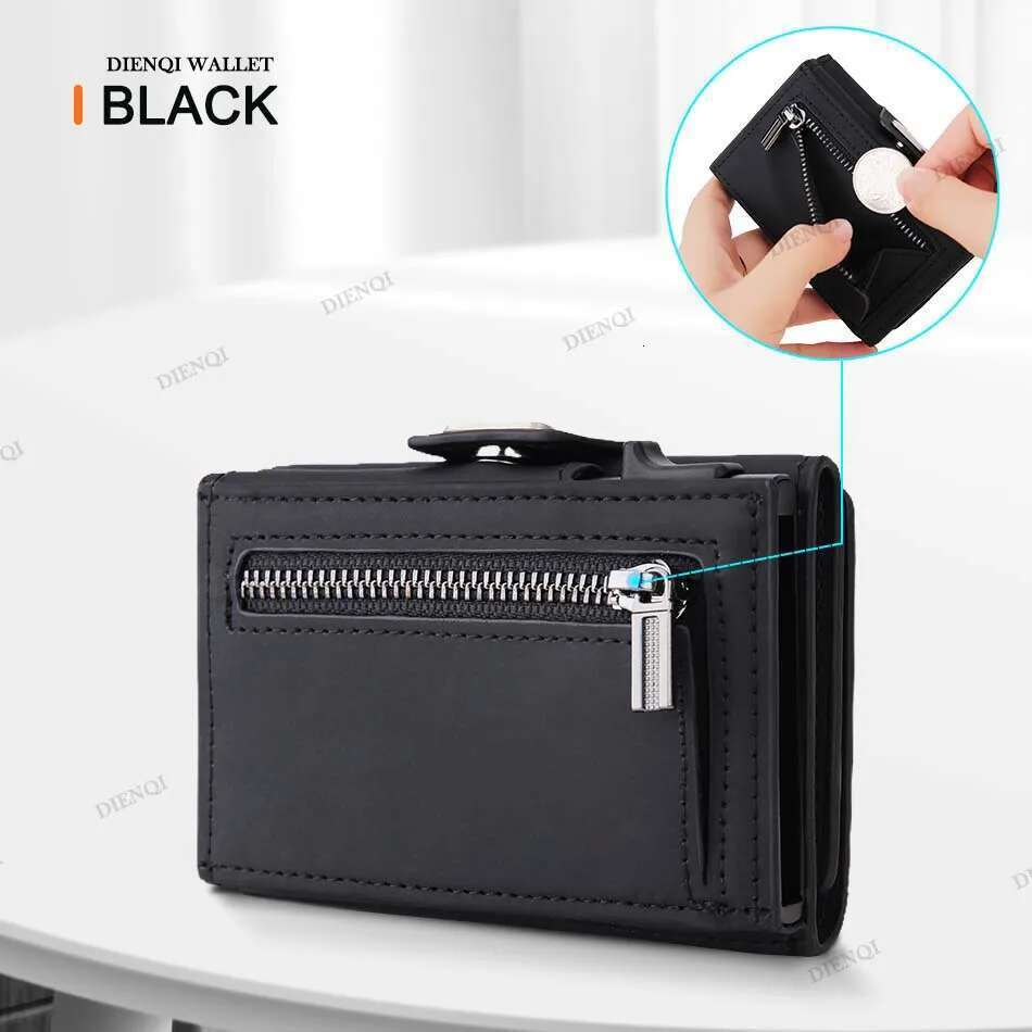 RFID Credit Card Holder Microfiber Leather Pop Up Designer Wallet Money Bag Male Coin Purse Wallets for Men