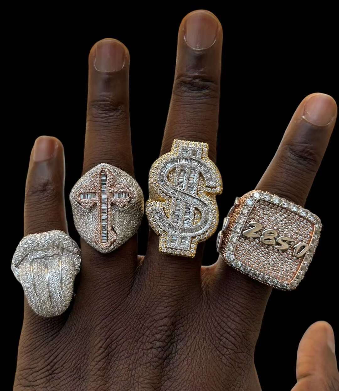 Rapper Moissanite Ring Fully Iced Out Round Ring Hip Hop 925 Sterling Silver Vvs Moissanite Ring
