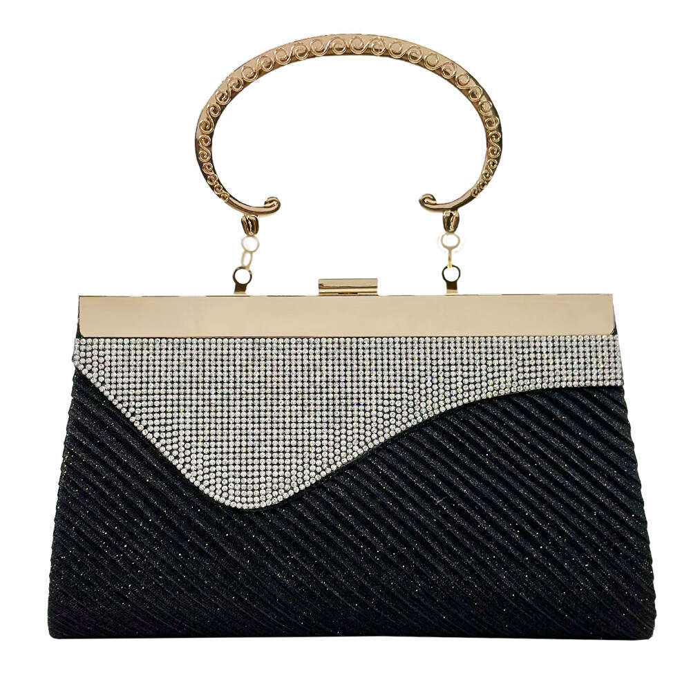 Dinner Bag New Water Women S Banquet Bag With Diamond Set Metal Handbag Straight Bride KQ