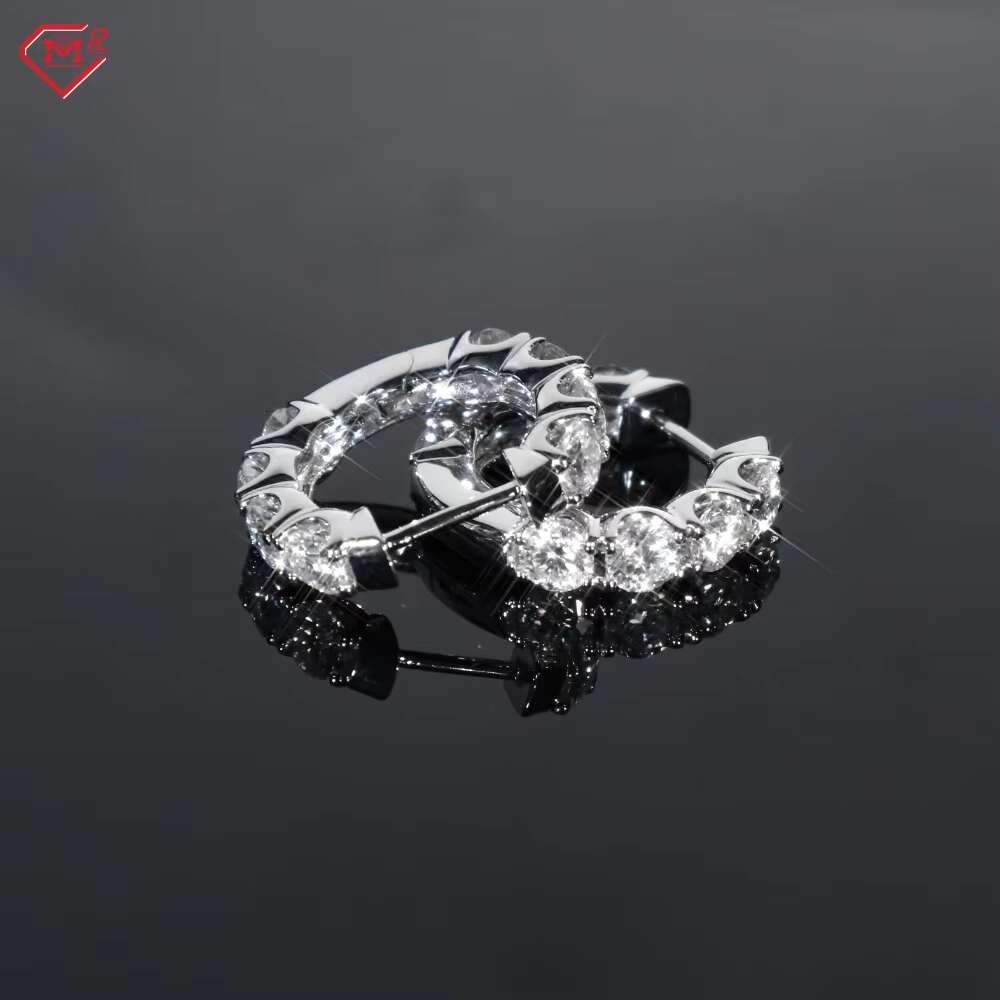 Best Selling Sterling Silver 925 Earrings Hip Hop Round Brilliant Cut Moissanite Earrings for Men Women