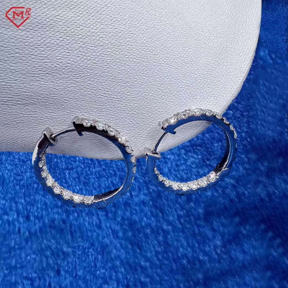 Customized Moissanite Hoop Earrings Silver 925 Silver Hip Hop Vvs Iced Out Moissanite Earrings