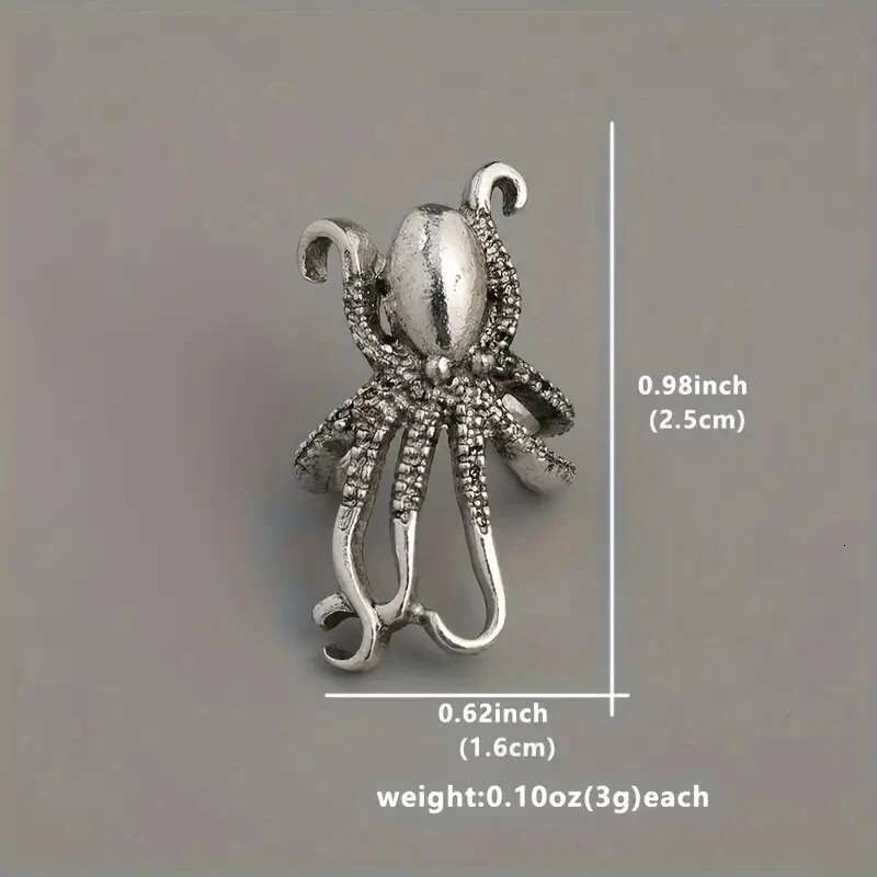 Vintage Octopus Design Ear Cuff Bohemian Ocean Style Sier Color Jewelry Creative Beach Party Earrings For Women Ornaments