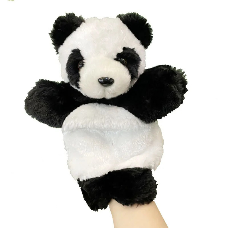 Free shipping 25cm Kawaii Animal Panda Parrot Fox Koala Stuffed Plush Hand Puppets Educational Toys For Family Playgame Time Doll
