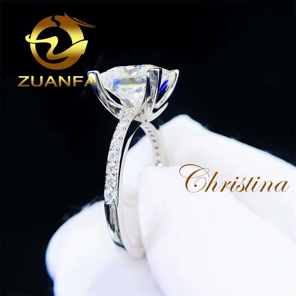 Wedding Ring Gold Customized Au585 14k Gold Princess Colorless Vvs Moissanite Rings Engagement