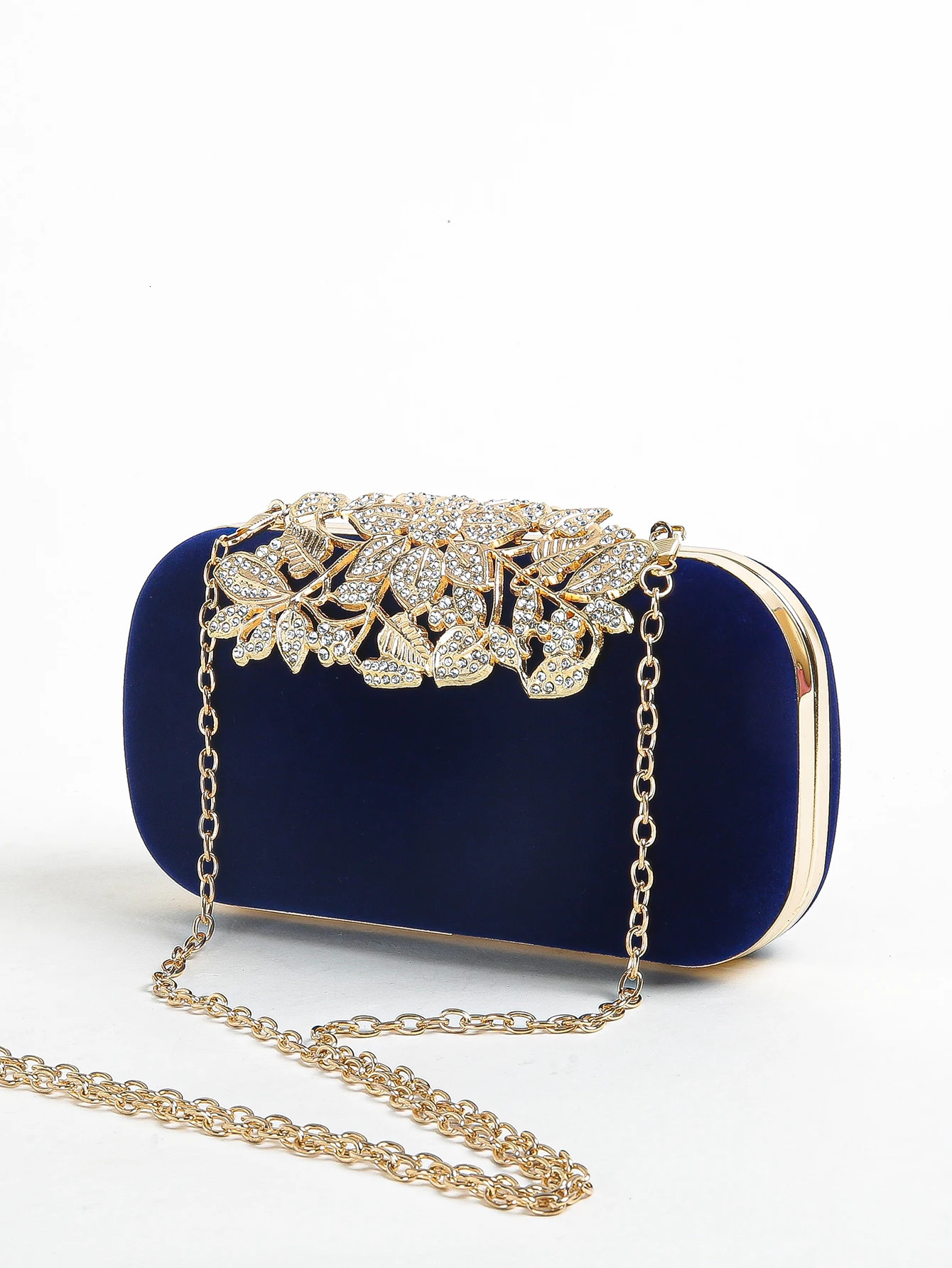 Diamond clutch bag with crystal flower buckle womens evening handbag formal party wallet 250428