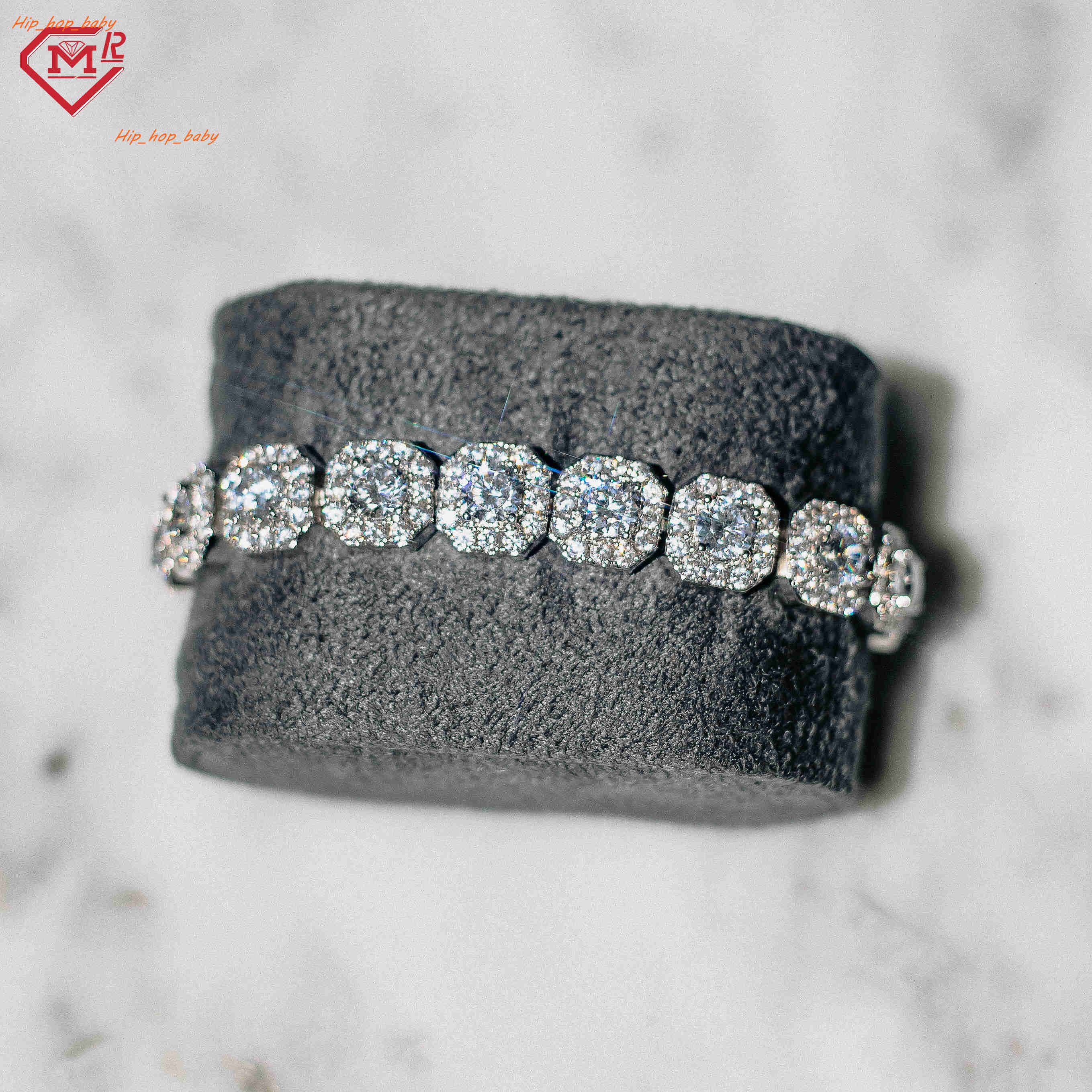 GRA Certificate Moissanite Tennis Bracelet Clustered 925 Sterling Silver 10mm Iced Out Tennis Bracelet