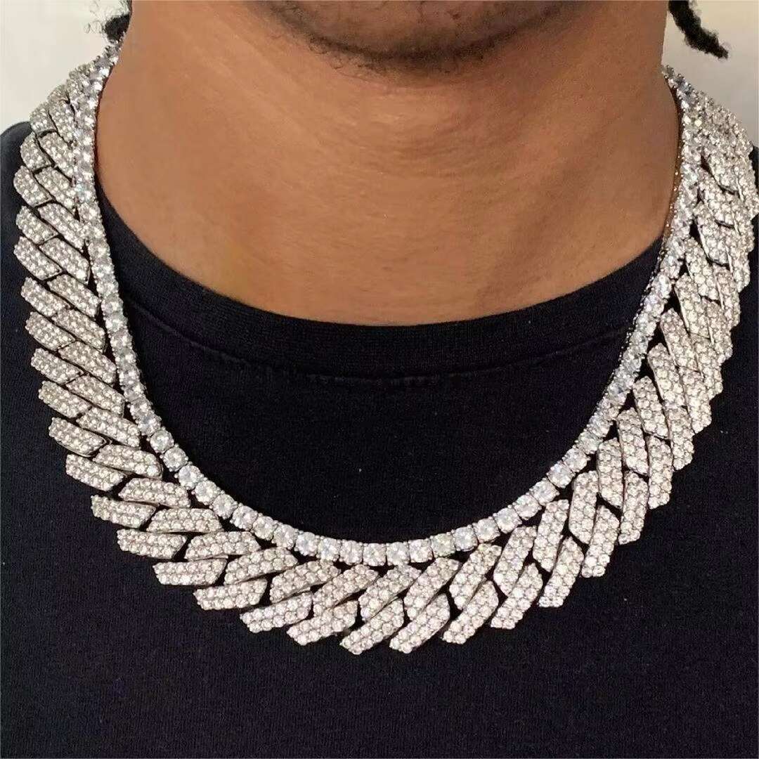 Hiphop 14mm Cuban Link Chain 925 Sterling Silver Custom Clasp Vvs Iced Out Moissanite Cuban Chain