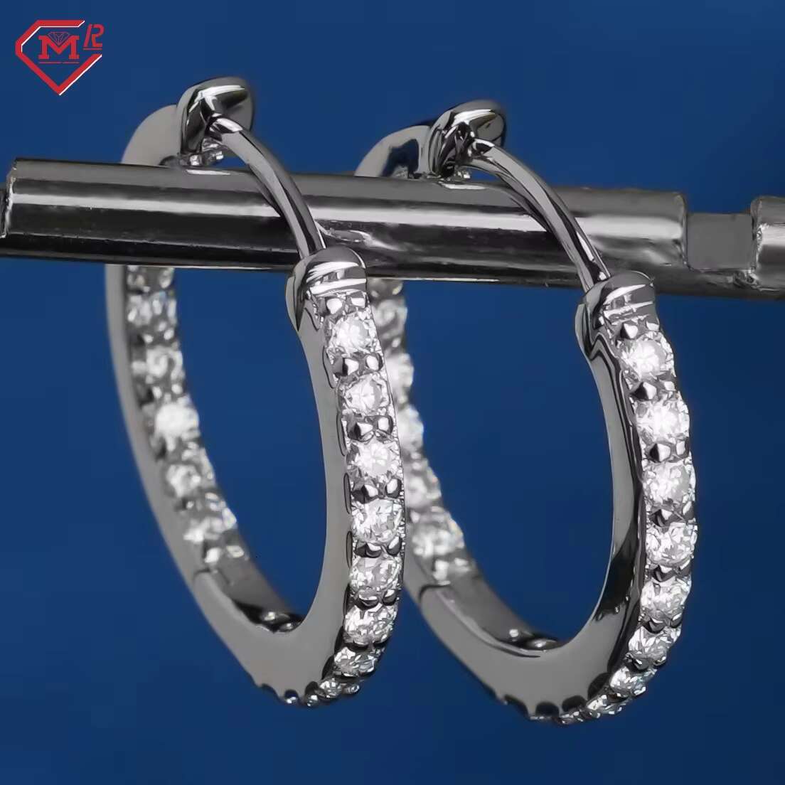 Luxury Moissanite Hoop Earrings Custom 925 Sterling Silver Vvs Iced Out Moissanite Earrings