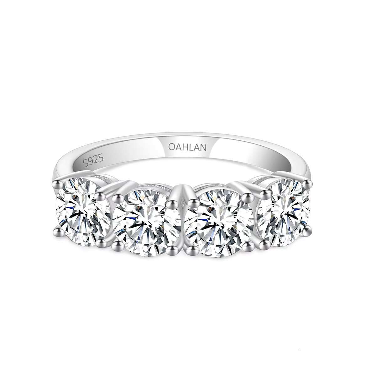 Wholesale Fine Jewelry 2ct Round Cut 925 Sterling Silver Eternity Moissanite Ring Promise Wedding Band for Women Girls