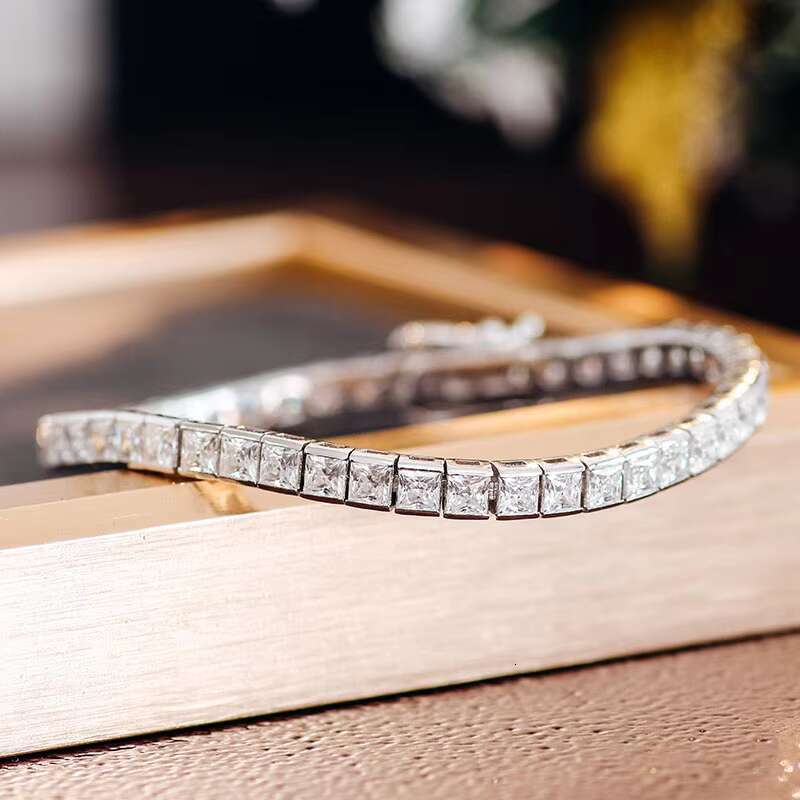 10K 14K 18K Solid Gold Diamond Tennis Link Chain Pass Diamond Tester Princess Cut VVS Moissanite Tennis Bracelet