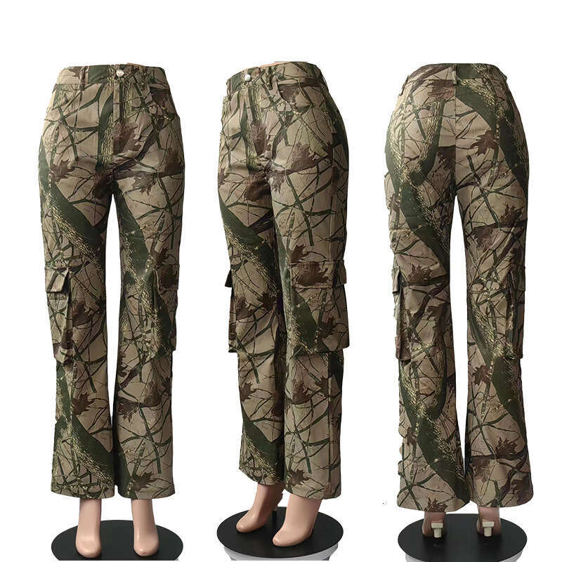 T23318 European and American women's product camouflage sexy loose zipper pocket pants 2025 new casual versatile fashion clothing