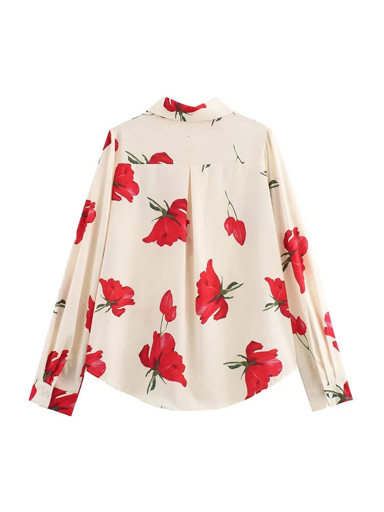 Printed long sleeved shirts for women in early autumn 2024 tops Western style small covering the abdomen of 250425