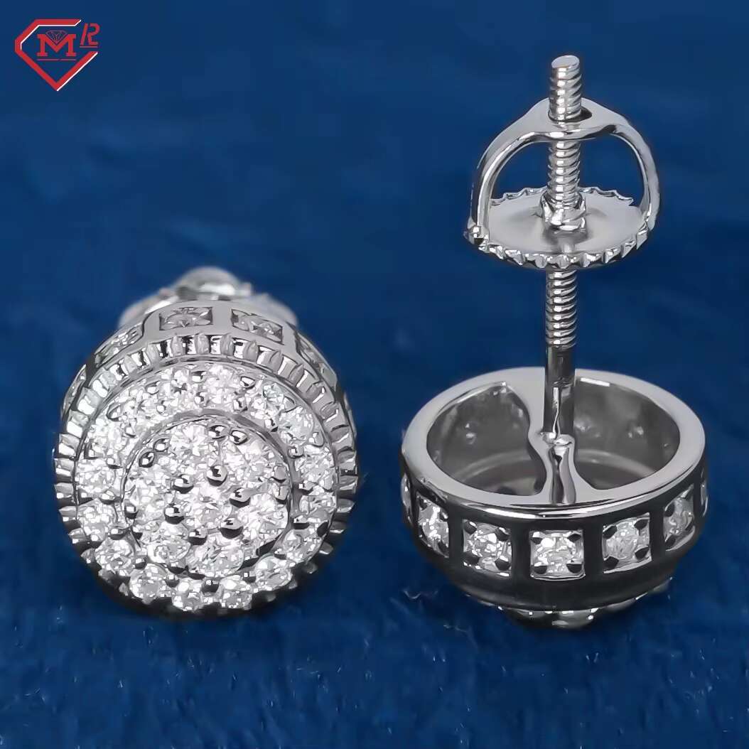 Custom Moissanite Earrings Men Women Classic Sterling Silver 925 Vvs Diamond Moissanite Earrings