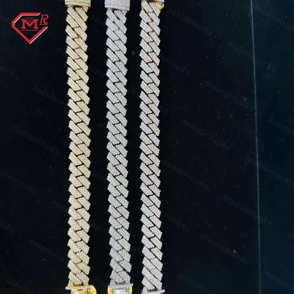 12mm 3 Rows 925 Sterling Silver Cuban Bracelet Colored Hip Hop d Vvs Moissanite Cuban Link Chain Bracelet