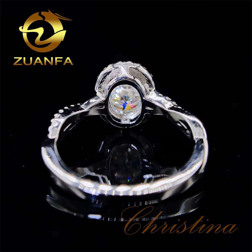 Dropshiping Moissanite Jewelry Pass Diamond Tester D Color Oval Cut 2 Ct Moissanite 10K 14K 18K Solid Gold Engagement Rings