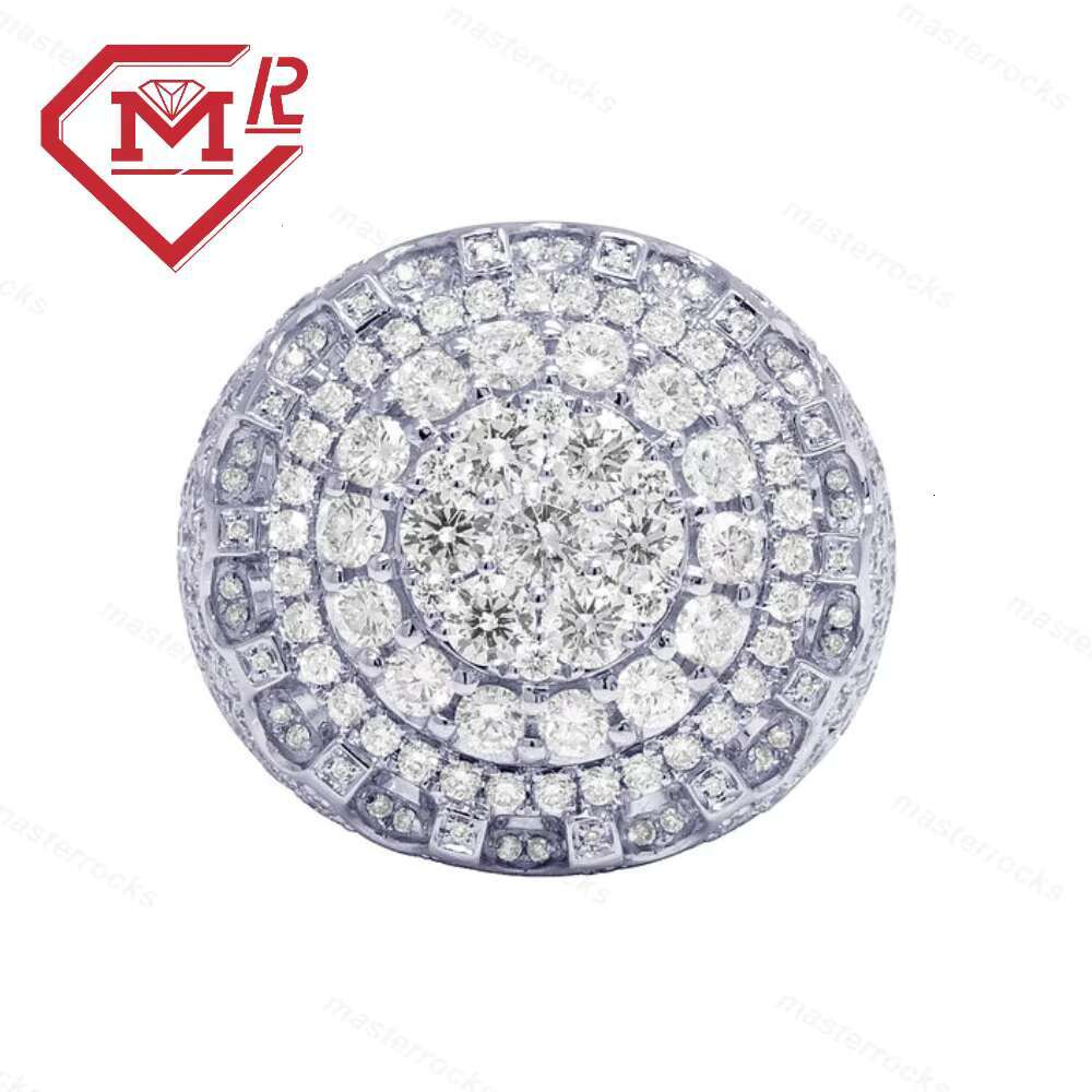Silver Jewelry 925 Sterling Stones Luxury Men Rings Hip Hop Iced Out Bling Round Brilliant Moissanite Ring